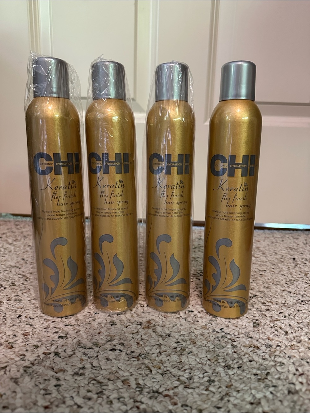 4 CHI Gold Keratin Flex Finish Hair Spray Cans